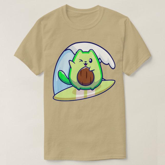 Cute Avocado Surfing Classic TShirt T Shirt (Design framsida)