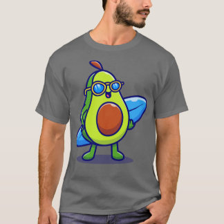Cute Avocado Surfing in Sea Tecknad T Shirt