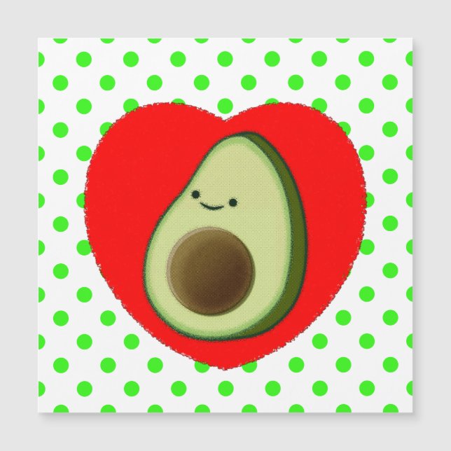 Cute Avocado Tecknad i rött hjärta (Framsida)