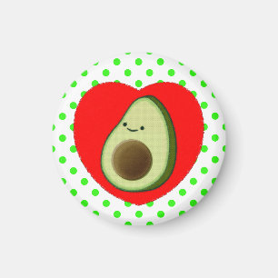 Cute Avocado Tecknad i rött hjärta Magnet