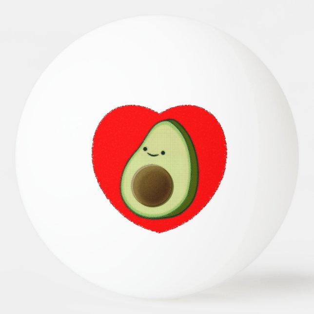 Cute Avocado Tecknad i rött hjärta Pingisboll (Framsidan)