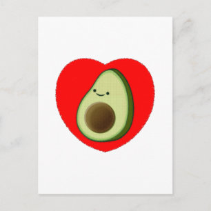 Cute Avocado Tecknad i rött hjärta Vykort
