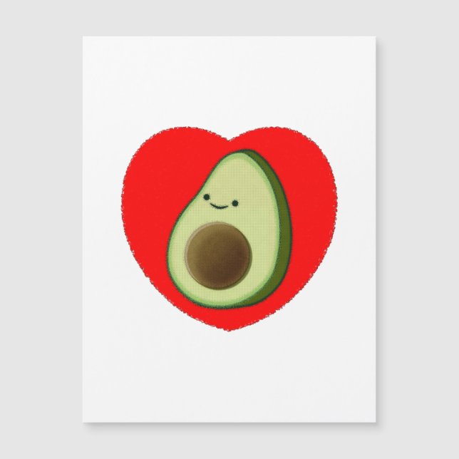 Cute Avocado-Tecknad i rött hjärtkort (Framsida)