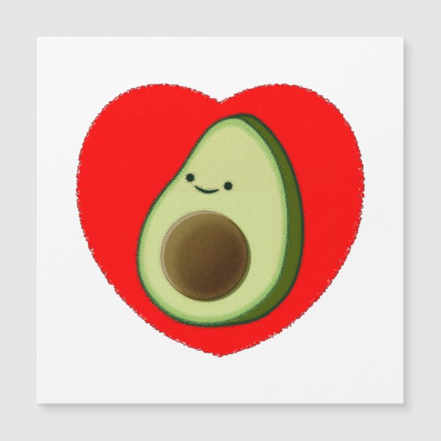 Cute Avocado-Tecknad i rött hjärtkort (Framsida)