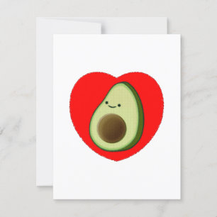 Cute Avocado-Tecknad i rött hjärtkort Kort