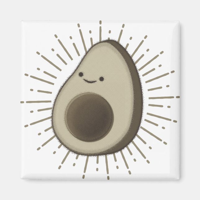 Cute Avocado-Tecknaden i Vintage Stil Magnet (Framsidan)