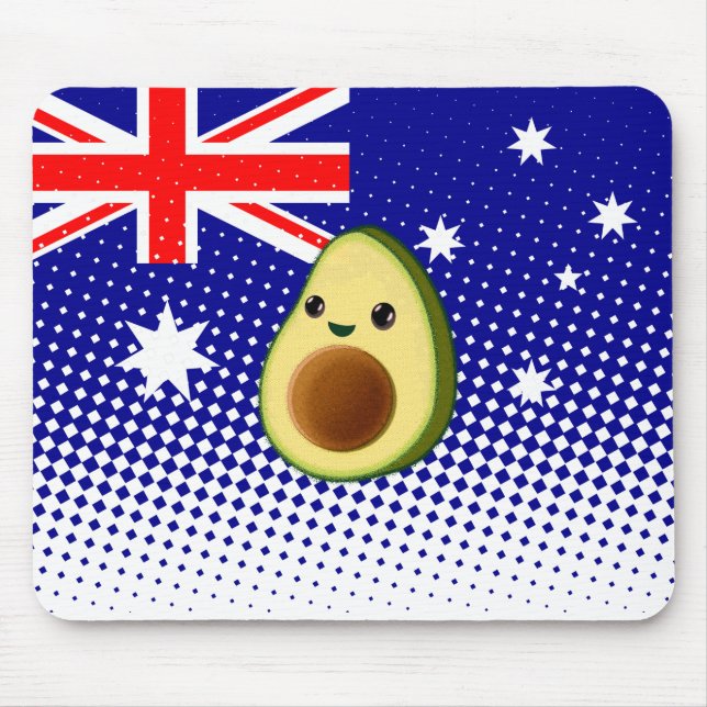 Cute Avocado Teckning Australian Flagga Anpassning Musmatta (Framsidan)