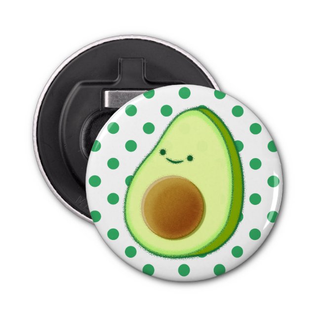 Cute Avocado Teckning Grönt Polka dots Flasköppnare (Framsidan)