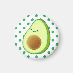 Cute Avocado Teckning Grönt Polka dots Magnet