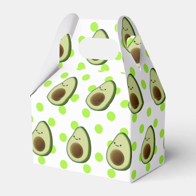 Cute Avocado Teckning Grönt Polka dots Presentaskar (Framsidan Sidan)