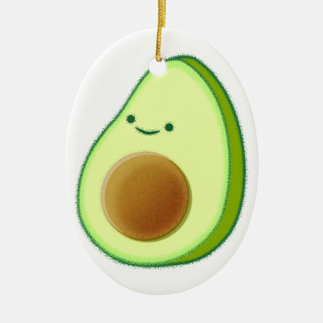 Cute Avocado Teckning Julgransprydnad Keramik (Framsidan)