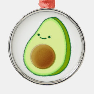 Cute Avocado Teckning Julgransprydnad Metall