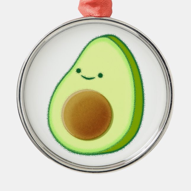 Cute Avocado Teckning Julgransprydnad Metall (Framsidan)
