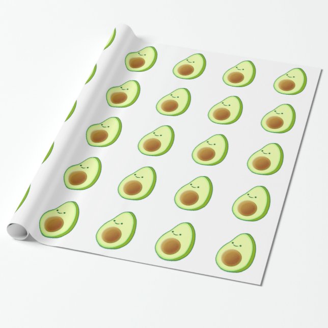 Cute Avocado Teckning Presentpapper (Utrullad)