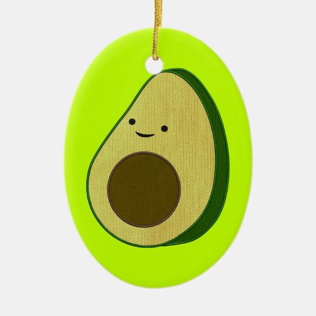 Cute Avocado Teckning simulerad broderiy Julgransprydnad Keramik (Framsidan)