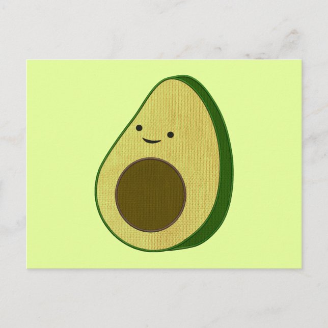 Cute Avocado Teckning simulerad broderiy Vykort (Framsida)