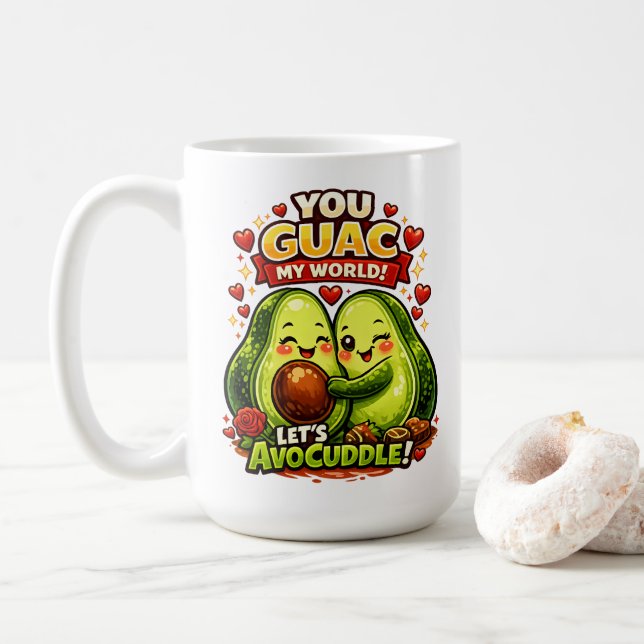Cute Avocado Valentine’s Love Design, kawaii Love Kaffemugg (Med munk)