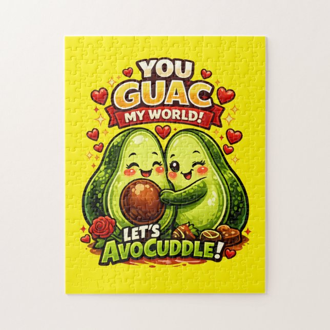 Cute Avocado Valentine’s Love Design, kawaii Love Pussel (Vertikal)