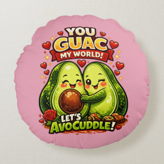 Cute Avocado Valentine’s Love Design, kawaii Love Rund Kudde