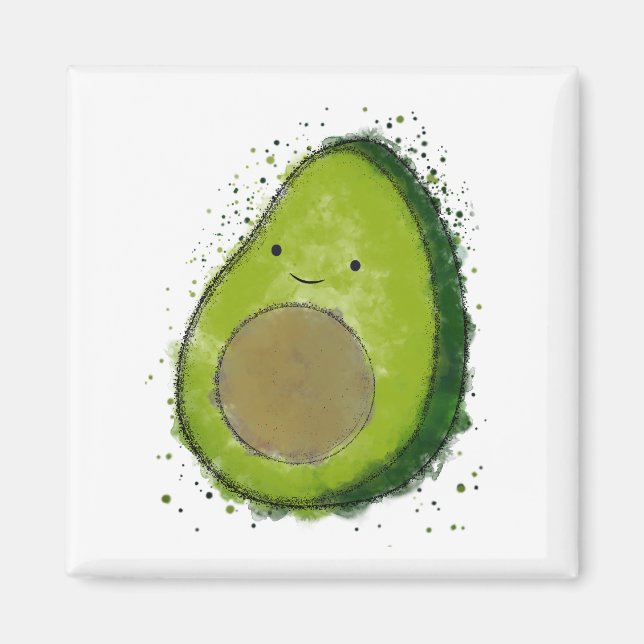 Cute Avocado Watercolor Magnet (Framsidan)