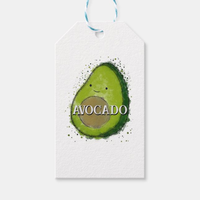 Cute Avocado Watercolor Presentetikett (Framsidan)