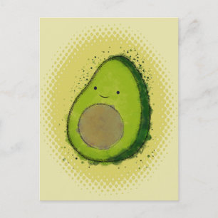 Cute Avocado Watercolor Vintage Stil Skriv ut Vykort