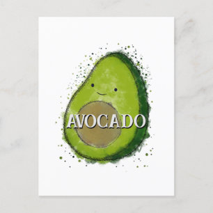 Cute Avocado Watercolor Vykort