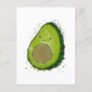 Cute Avocado Watercolor Vykort