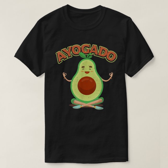 Cute Avocado Yoga Ayogado Healthy Eating T Shirt (Design framsida)