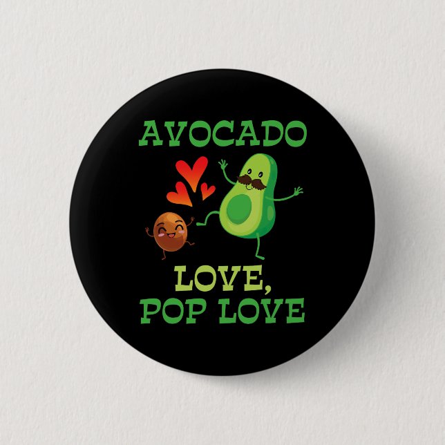Cute Avocados Dancing Together Avocado Kärlek Pop  Knapp (Framsida)