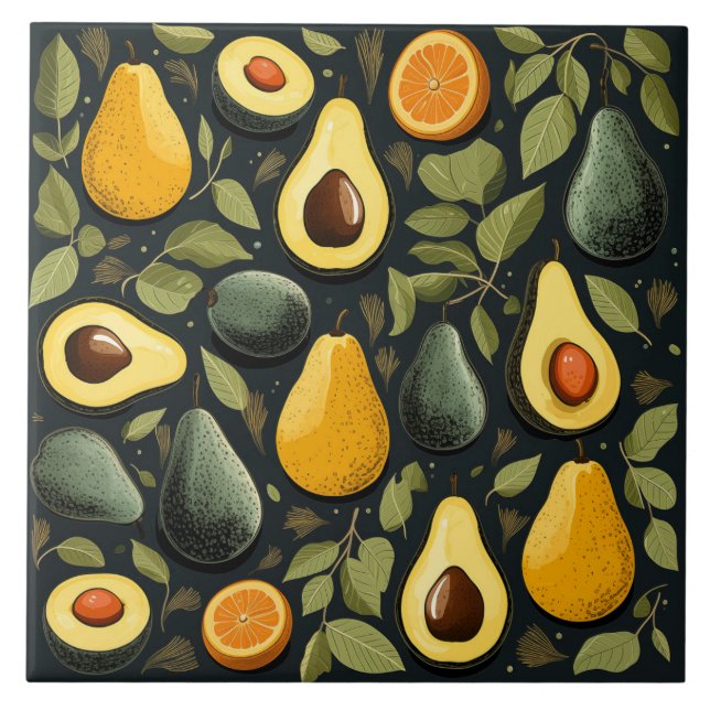 Cute avocados keramisk panel kakelplatta (Framsidan)