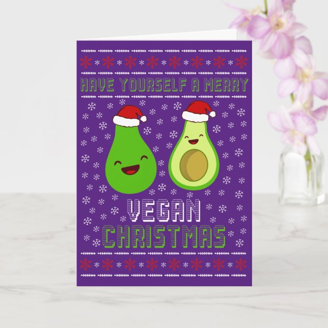 Cute Avocados Merry Vegan-jul Kort (Orkide)