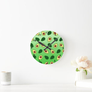 Cute Avocados-segmentets sommargradient för grönt Rund Klocka