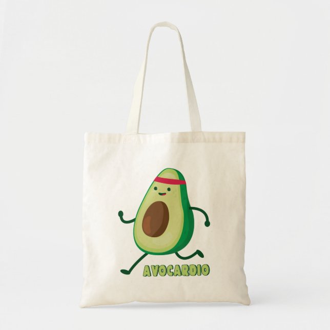 Cute Avocardio Tecknad Tote Bag Tygkasse (Framsidan)