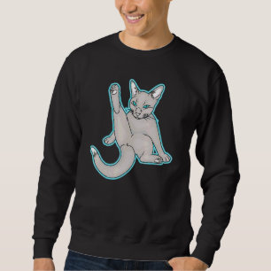 Cute-avslappnad katt lång ärmad tröja