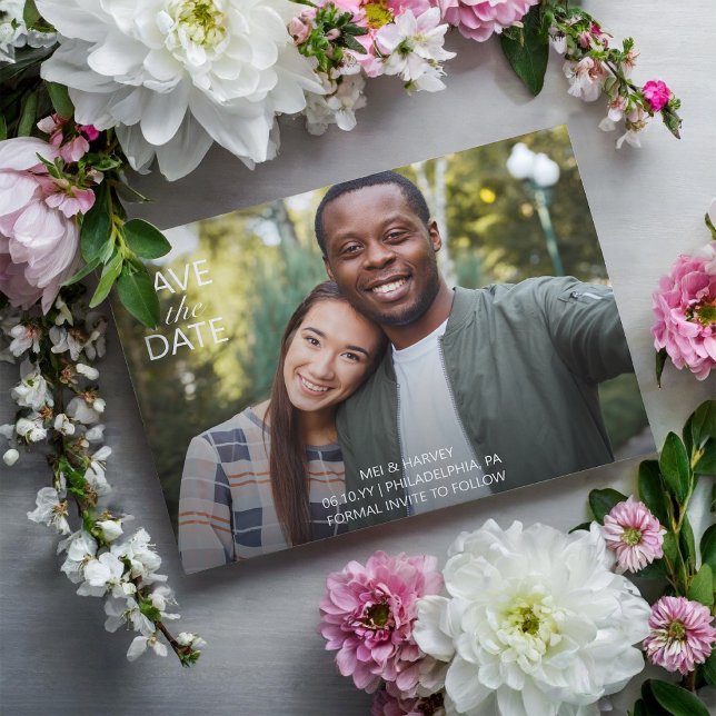 Cute Avslappnad Photo Bröllop spara datum Vykort (Skapare uppladdad)