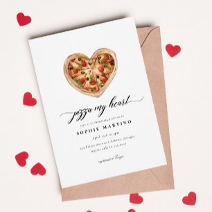 Cute Avslappnad Pizza Mitt hjärta, italienska Möhi Inbjudningar