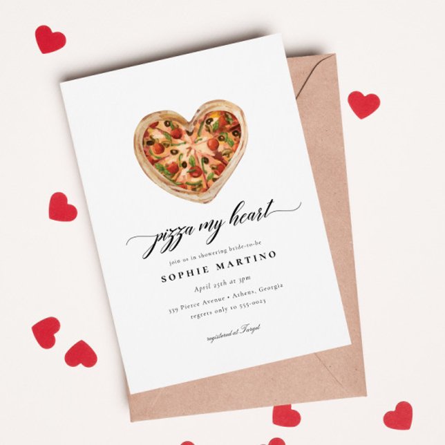 Cute Avslappnad Pizza Mitt hjärta, italienska Möhi Inbjudningar (Skapare uppladdad)