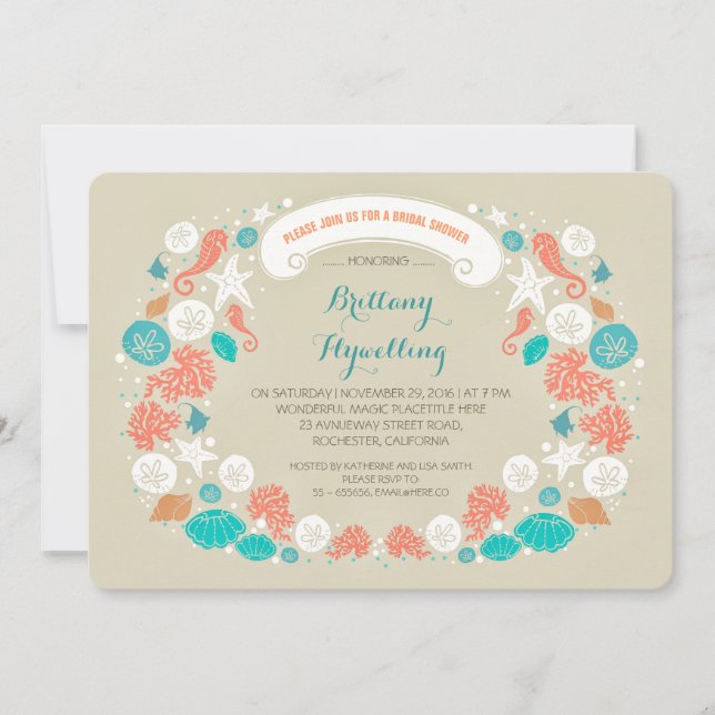 Cute avslappnad-stranden inbjudningskort för möhip (Framsida)