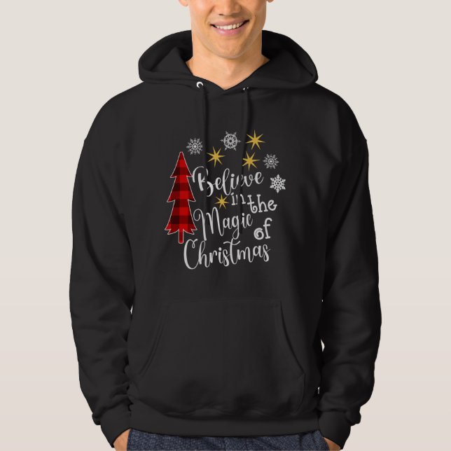 Cute Avslappnad Tro på Magic of Julgran Buf Hoodie (Framsida)
