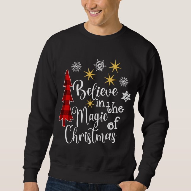 Cute Avslappnad Tro på Magic of Julgran Buf Lång Ärmad Tröja (Framsida)