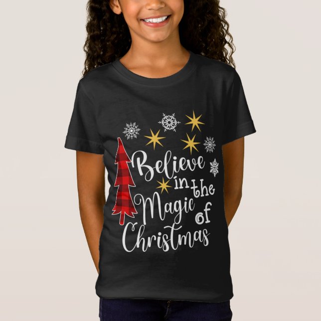Cute Avslappnad Tro på Magic of Julgran Buf T Shirt (Framsida)