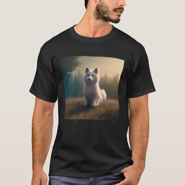 Cute Awesome Fluffy Dog  Samoyed Husky Sheepdog Pu T Shirt (Framsida)