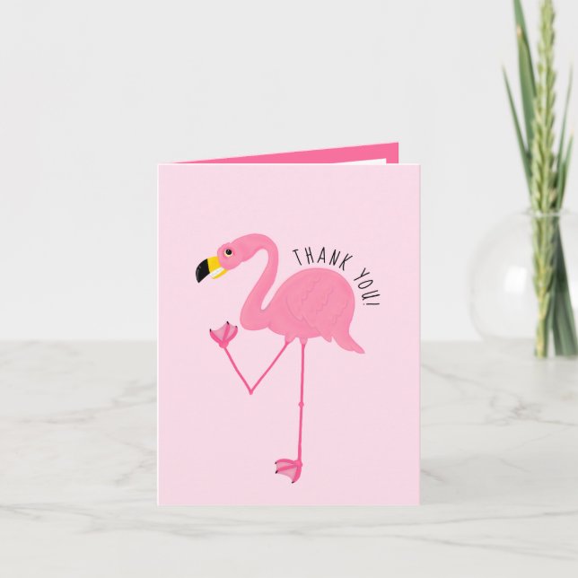 Cute Awkward Rosa Flamingo Tack Kort (Framsida)