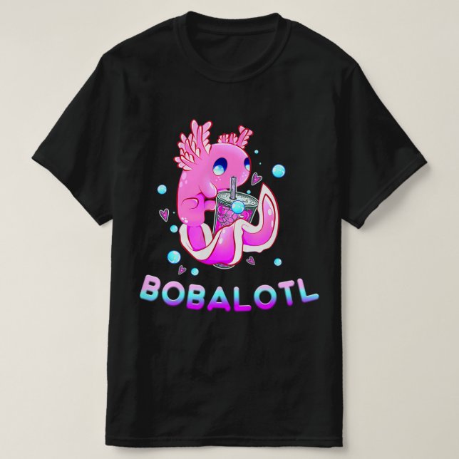 Cute Axolotl Älskare Bobalotl Boba Kawaii Anime Ja T Shirt (Design framsida)
