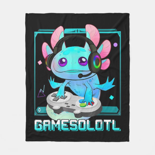 Cute Axolotl Älskare Gamesalotl-spel Axolotl Kids Fleecefilt (Framsidan)