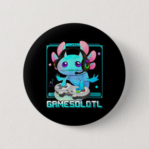 Cute Axolotl Älskare Gamesalotl-spel Axolotl Kids Knapp