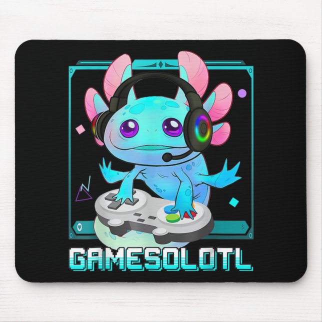 Cute Axolotl Älskare Gamesalotl-spel Axolotl Kids Musmatta (Framsidan)