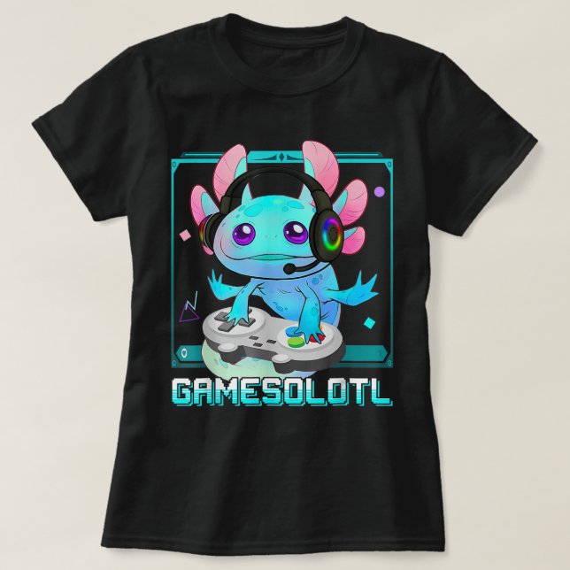 Cute Axolotl Älskare Gamesalotl-spel Axolotl Kids T Shirt (Design framsida)