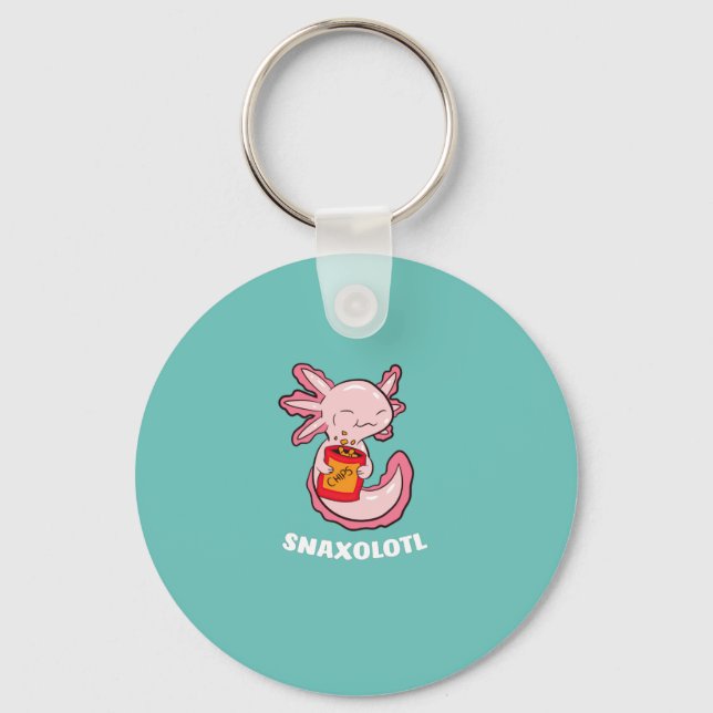Cute Axolotl Älskare Snaxolotl Kawaii Axolotl Food Nyckelring (Framsida)